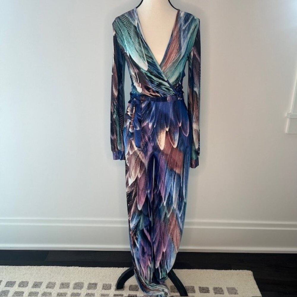 Women's Multicolored Abstract Print Jumpsuit. Size Small